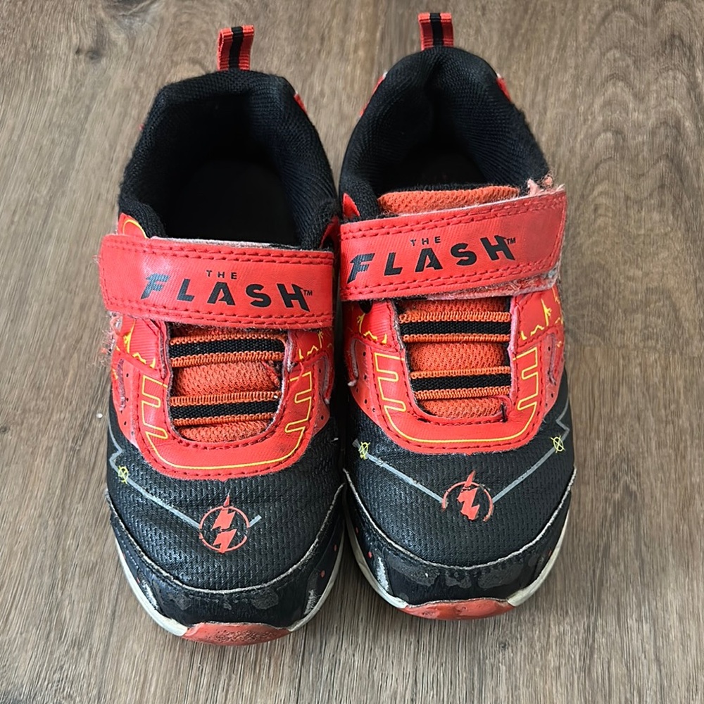 Ash Red and Black Sneakers with Velcro Straps